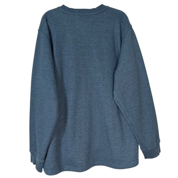 L.L.Bean Mariner Blue Katahdin Iron Works® Bonded Waffle Fleece Henley Size XXL - Picture 2 of 7